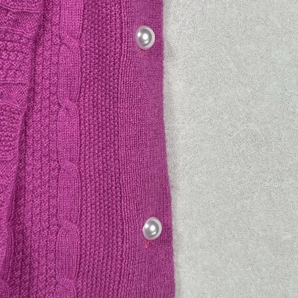 Cashmere Wool Blend Pink Scarf Pearl Accent Buttons Size 72" X 54" Cozy Soft - Picture 3 of 8